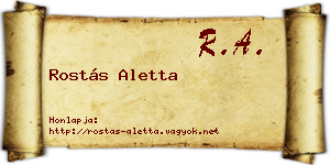 Rostás Aletta névjegykártya
